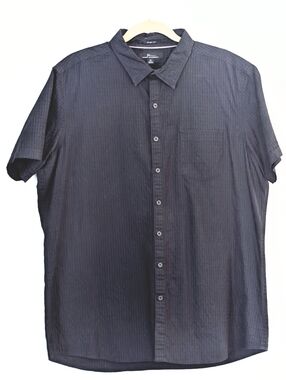 Marc Anthony Slim Fit Short Sleeve Button-Up Shirt – Textured Black Charcoal XL